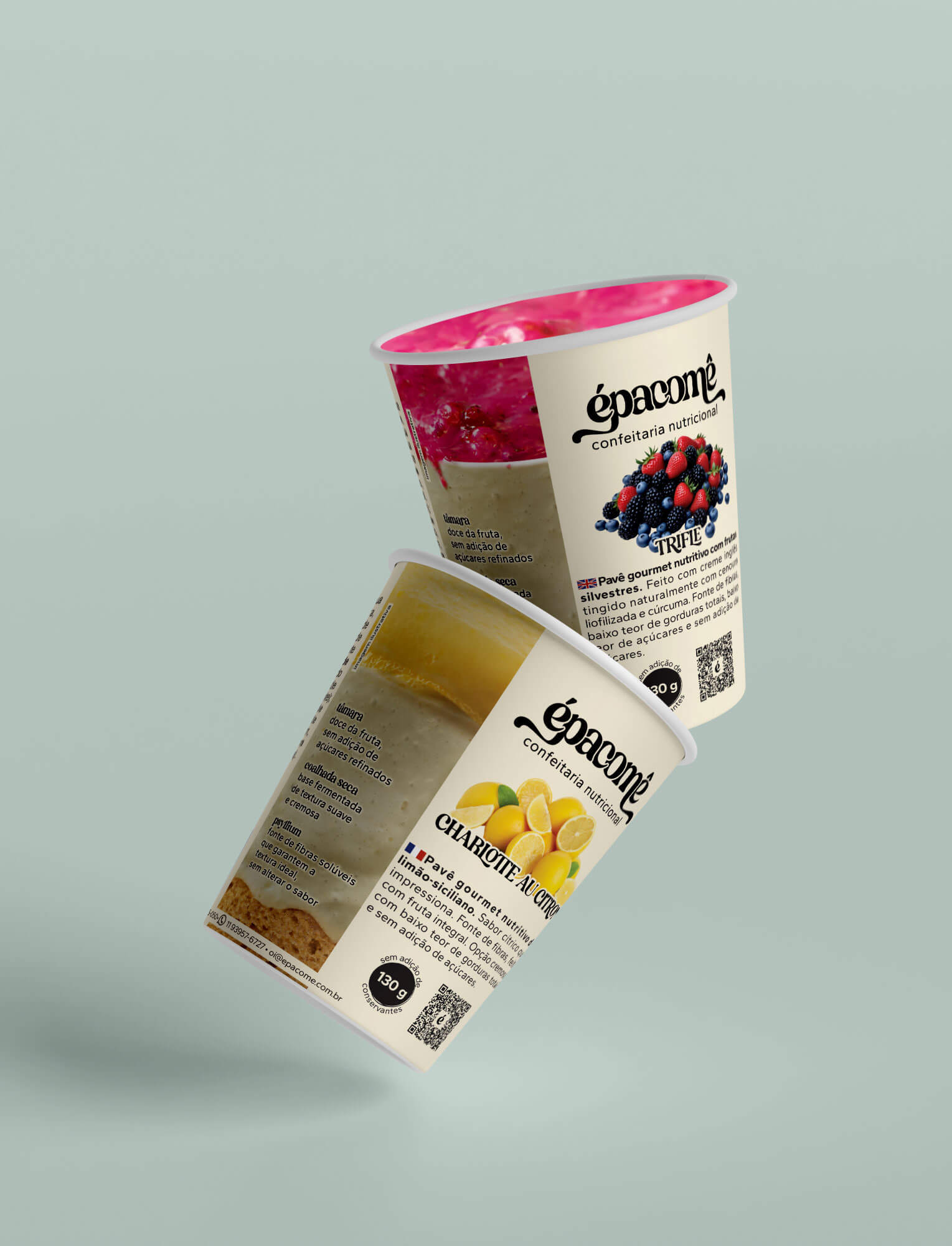 Sobremesas congeladas Épacomê: Trifle de Frutas Vermelhas e Charlotte au Citron em embalagens individuais de 1030g